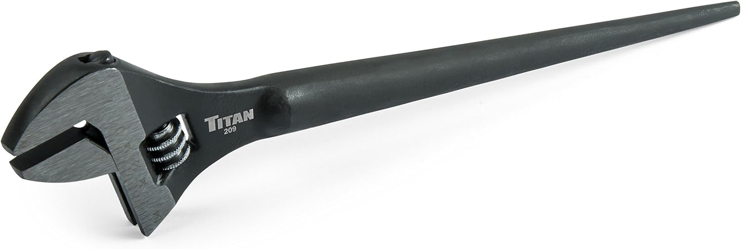 Titan Tools 209 8" Long Adjustable Construction Wrench With Tapered Handle, 1-1/8" Opening