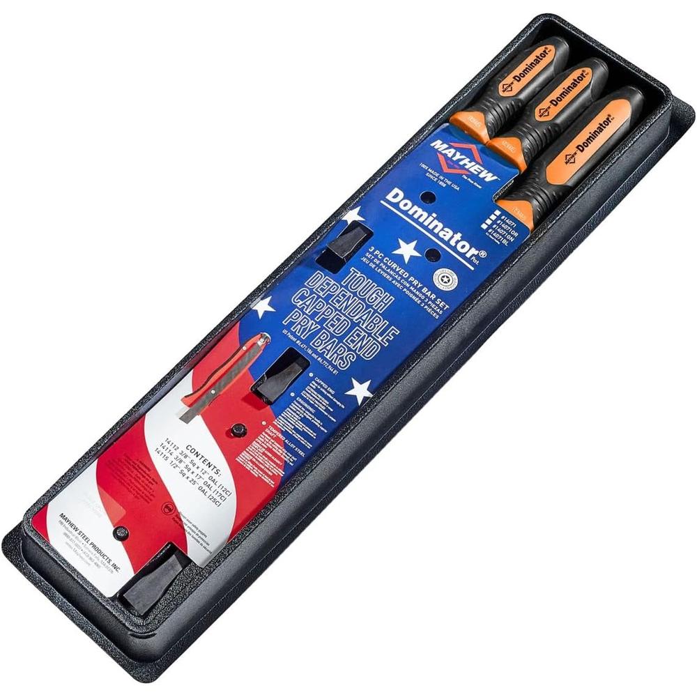 Mayhew Tools 14071OR 3 PC Curved Pry Bar Set Orange (12C, 17C, 25C)