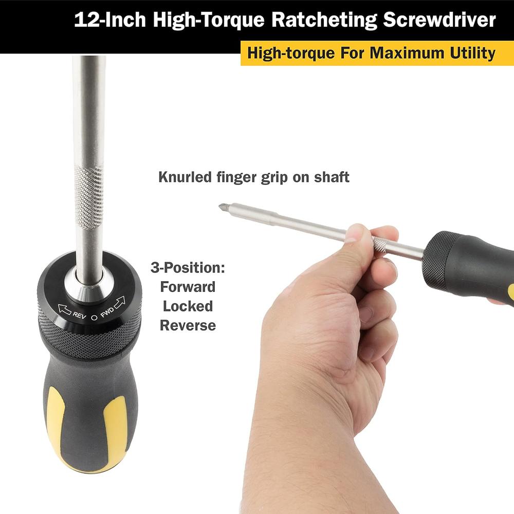 Titan Tools 12220 12 Pc. 12in. High-Torque Ratcheting Screwdriver
