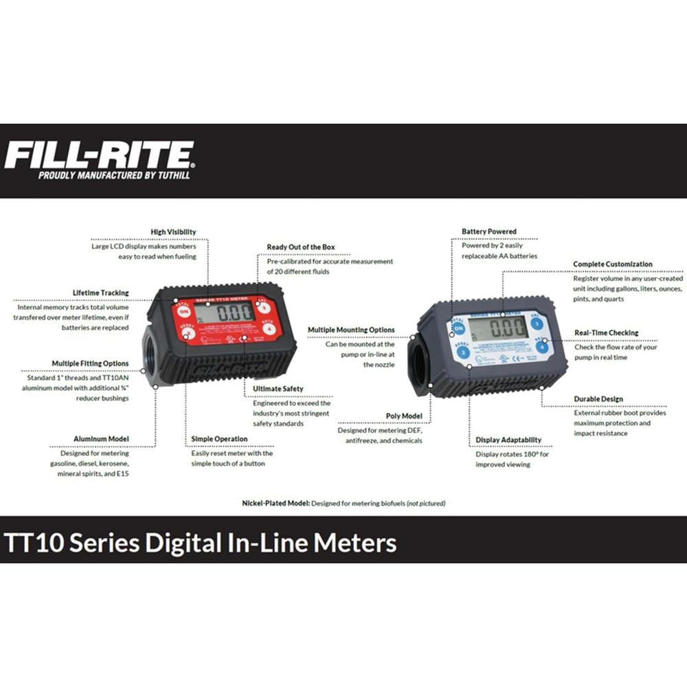Fill-Rite TT10ANC Compteur de biocarburants à turbine numérique en ligne 2-35 GPM