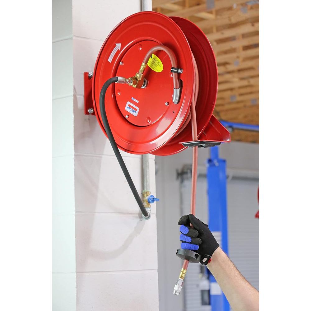 New 83753 Lincoln Retractable Air Hose Reel w/ 50 ft of 3/8" Air Hose (50' Hose)