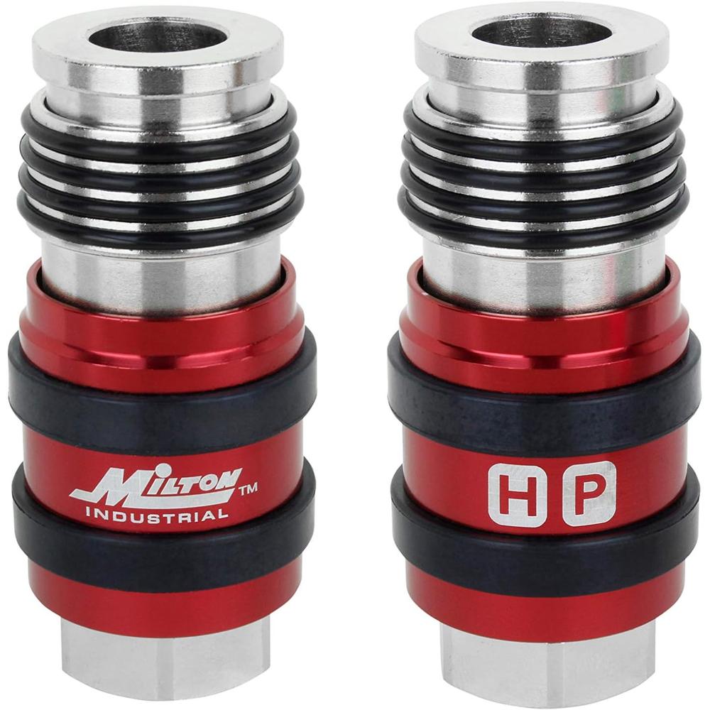 Milton Industries S-1756 Coupleur industriel d'échappement de sécurité universel 2 en un, débit corporel 1/4" FNPT x 3/8" (accepte les styles : H, P)