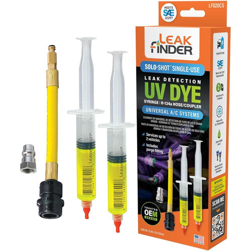 LeakFinder LF020CS SOLO-SHOT SINGLE-USE SYRINGE UNIVERSAL A/C LEAK DETECTION KIT (CLAMSHELL PACKAGE)