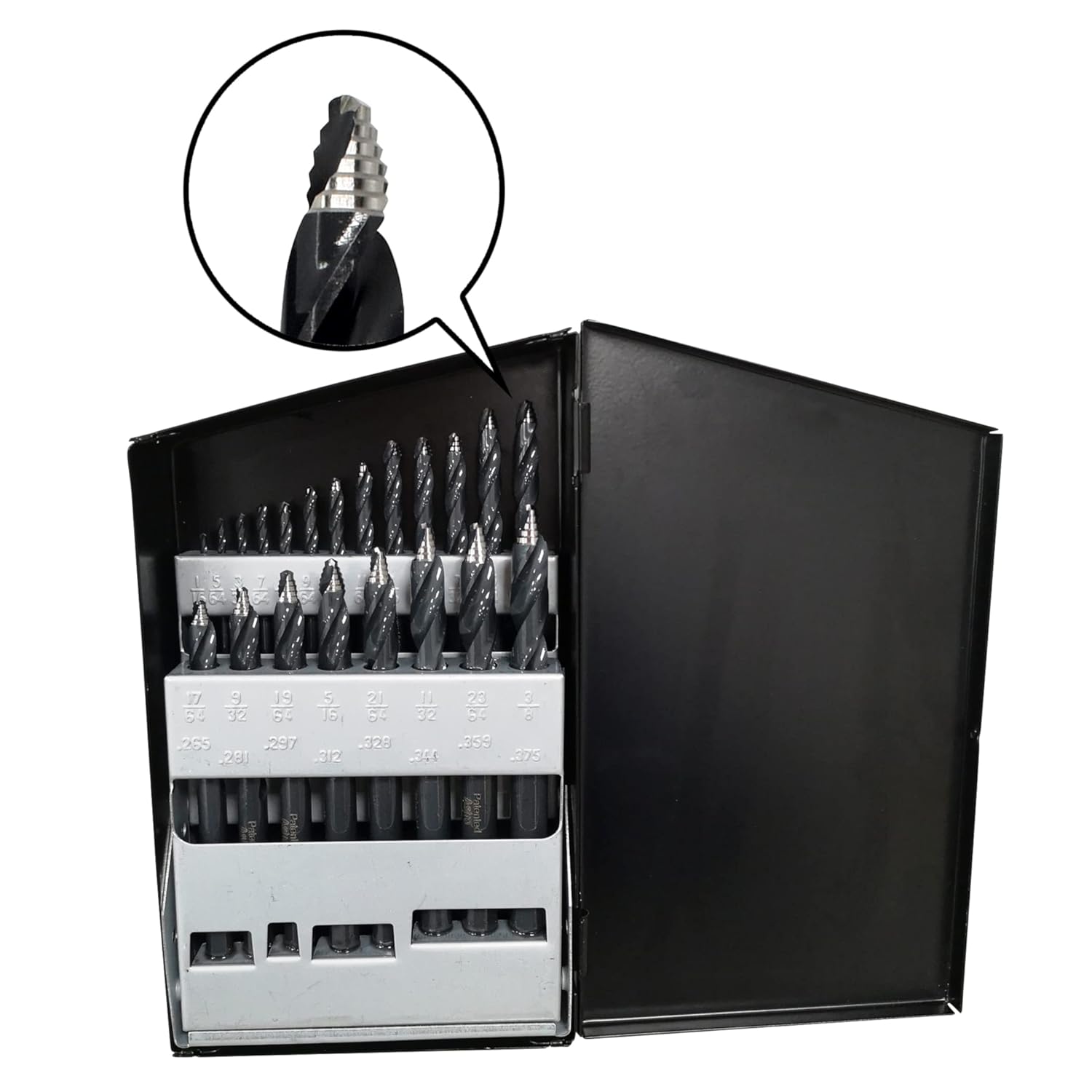 Astro Pneumatic TS21 ONYX 21-PC TURBOSTEP HSS MECHANICS LENGTH DRILL BIT SET, 1/16" - 3/8"