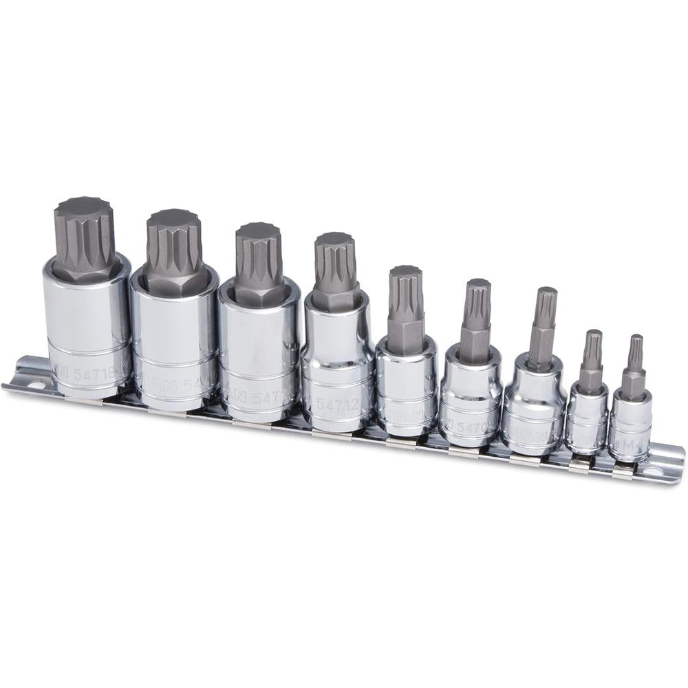 Outils Titan 16144 9 pièces. Jeu de douilles triples carrées