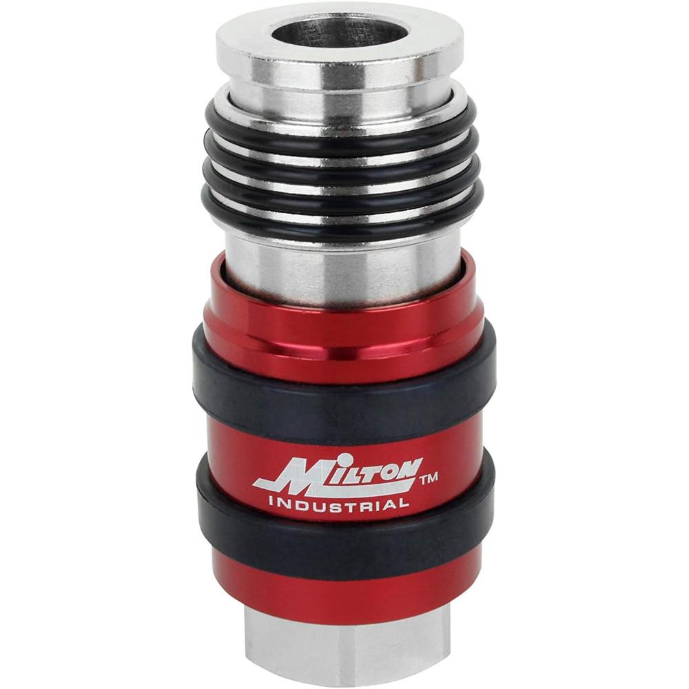 Milton Industries S-1756 Coupleur industriel d'échappement de sécurité universel 2 en un, débit corporel 1/4" FNPT x 3/8" (accepte les styles : H, P)