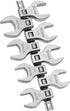 Titan Tools 17678 8pc 1/2" Drive Metric Jumbo Crowfoot Wrench Set on storage rail showing all 8 sizes 24-32mm