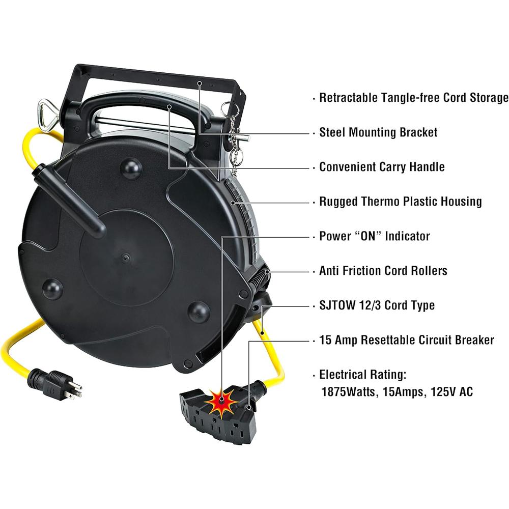 Alert Stamping 8665TFQ HD BOBINE INDUSTRIELLE QUAD OUTLET 65FT 12/3