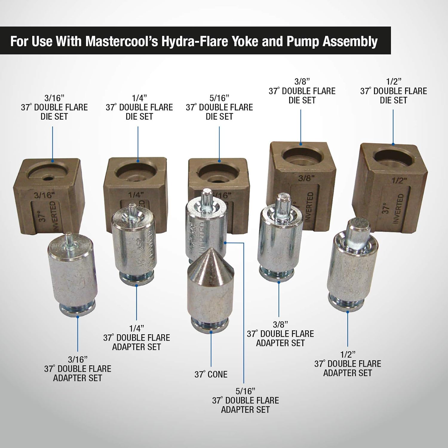 Mastercool 71098 37˚ Double Flaring Adapter And Die Set