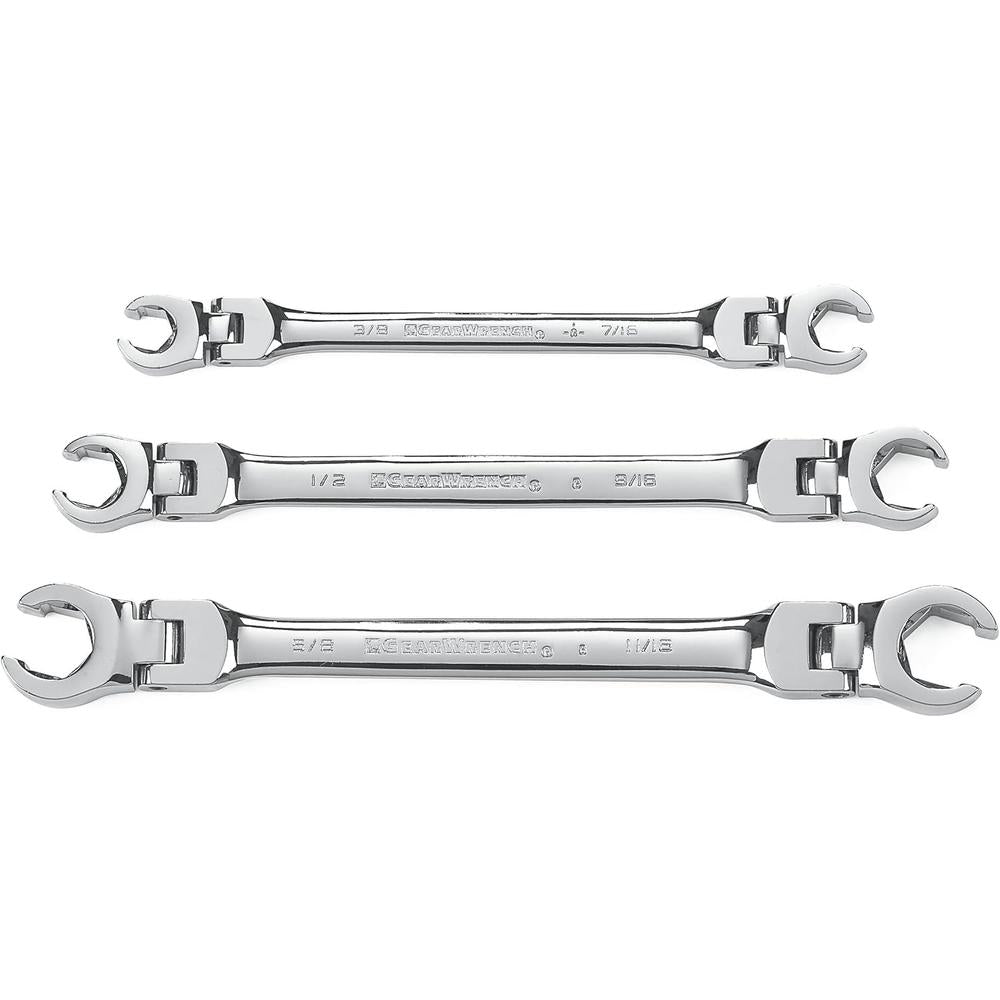 GearWrench 81914 3 Pc. Flex Head Flare Nut SAE Wrench Set
