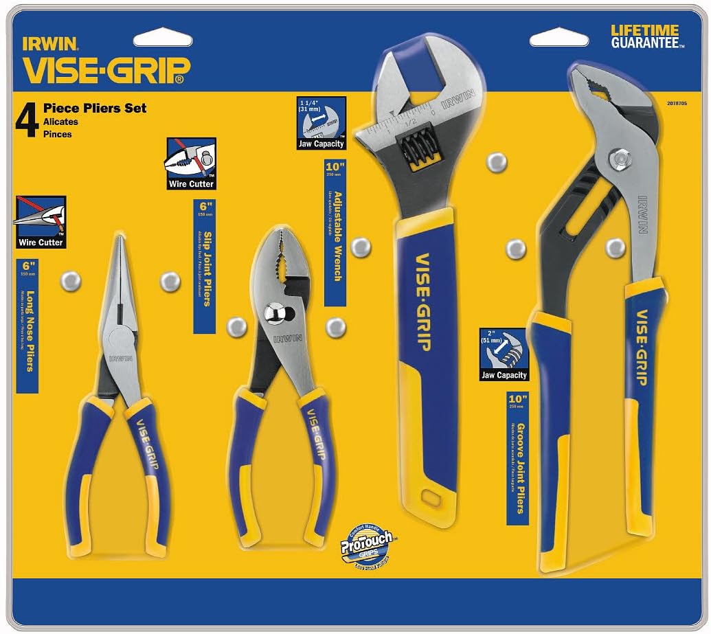 Irwin Tools 2078705 Vise-Grip 4PC PLIER 6"LG NOSE 6"SLJNT 10"ADJ 10"GR