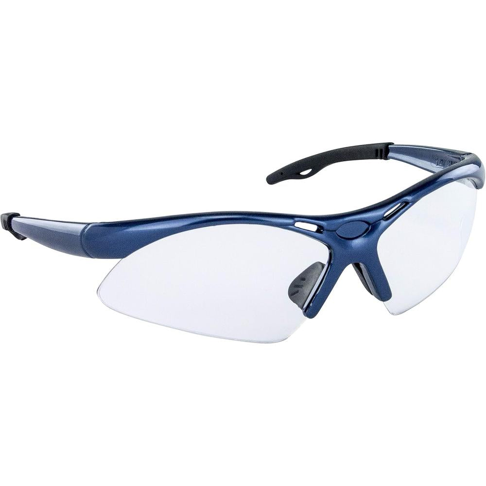 SAS Safety 540-0300 Diamondbacks Lunettes de sécurité - Monture bleue - Lentille transparente - Polybag