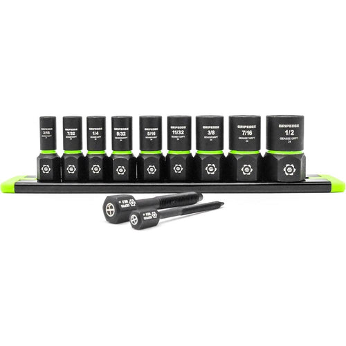 GripEdge GE9ASSESRPT 9pc 1/4" Drive SAE RPT Socket Extractor Set, 3/16"-1/2"