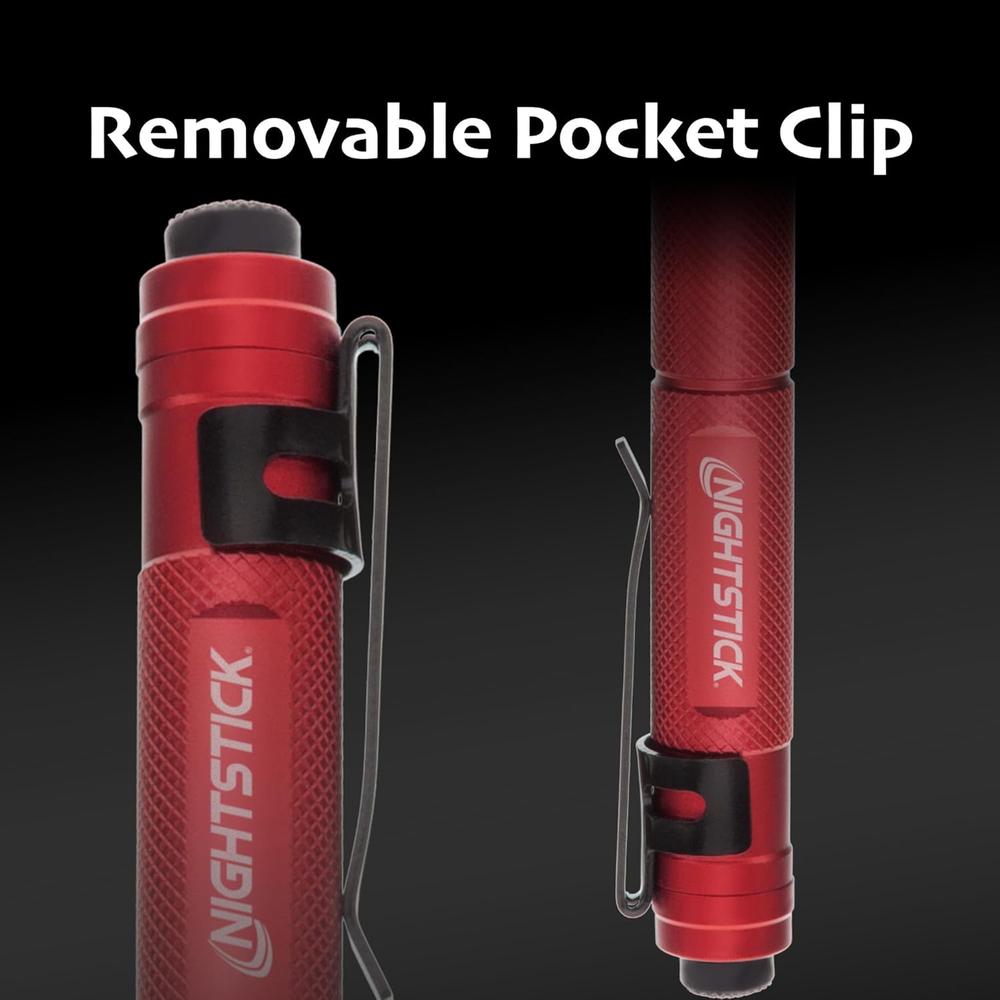 Bayco Nightstick MT-100R Mini-TAC Metal Led Flashlight 2-AAA. 5.4-Inch. 137mm. Red