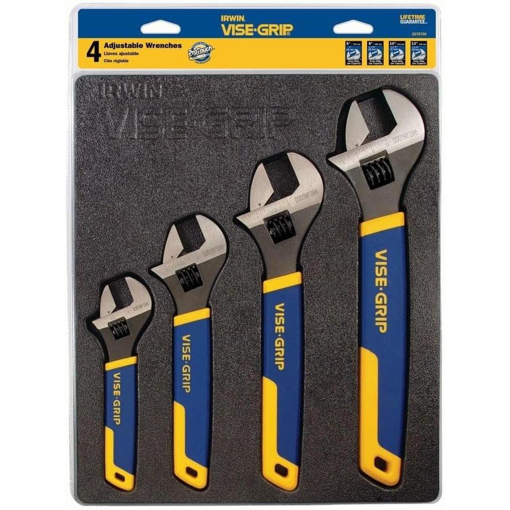 IRWIN VISE-GRIP Adjustable Wrench Set. SAE/MM. 4-Piece (2078706)