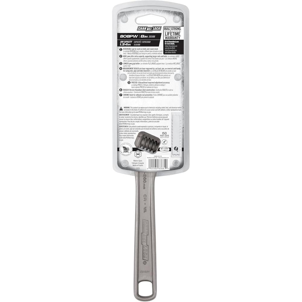 Channellock 808PW 8" Adj Wrench