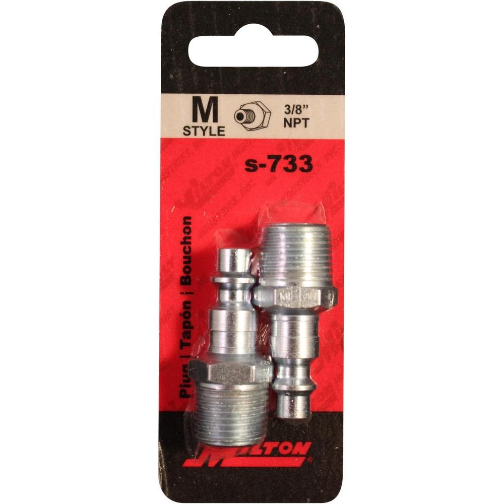 Milton Industries S-733 3/8" Male Plug M-Style, 2/Cd