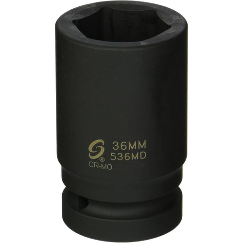 Sunex Tools 536MD 1 in. Drive Deep 6 Point Metric Impact Socket, 36-mm