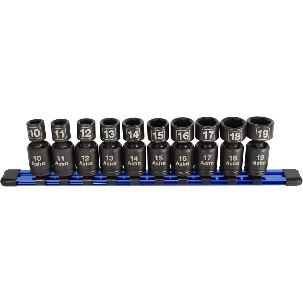 Astro Pneumatic 78344 10pc 3/8" Drive Nano Pinless Universal Impact Sockets - Metric