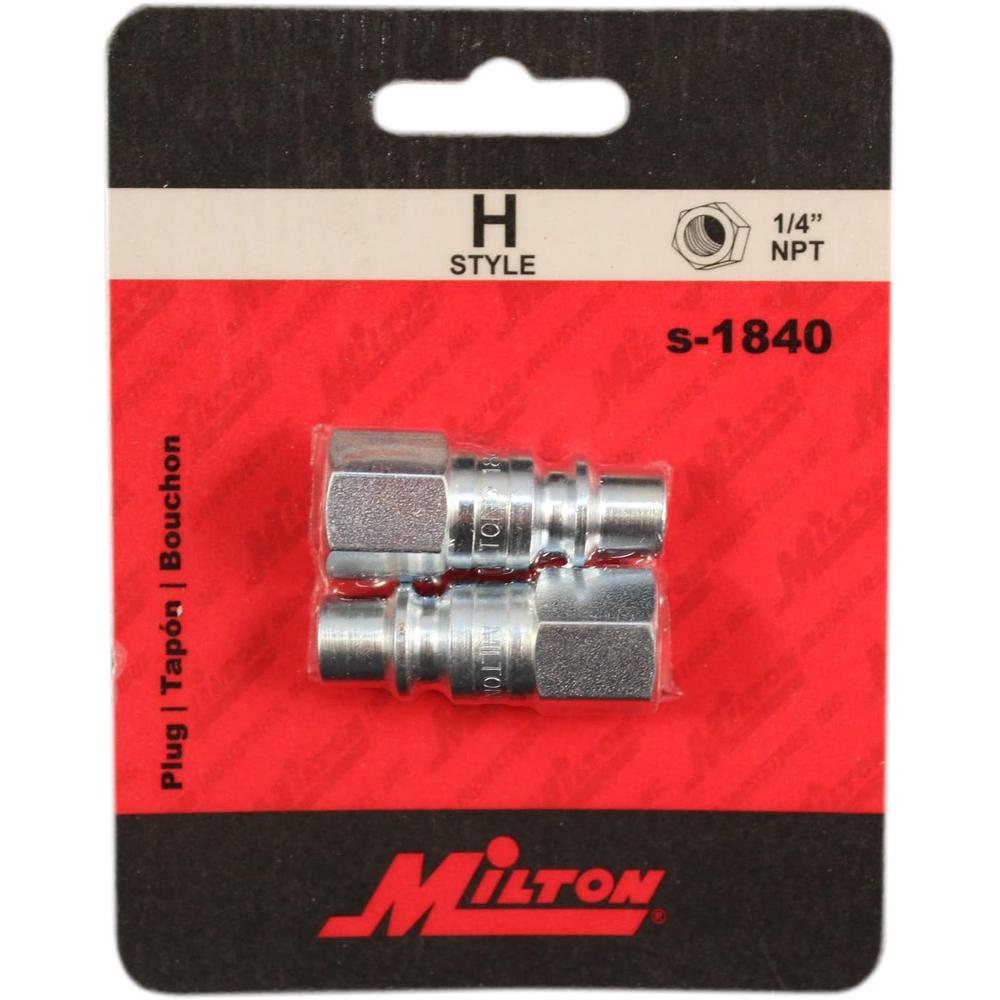 Milton Industries S-1840 1/4" Female Plug H-Style 2/Cd
