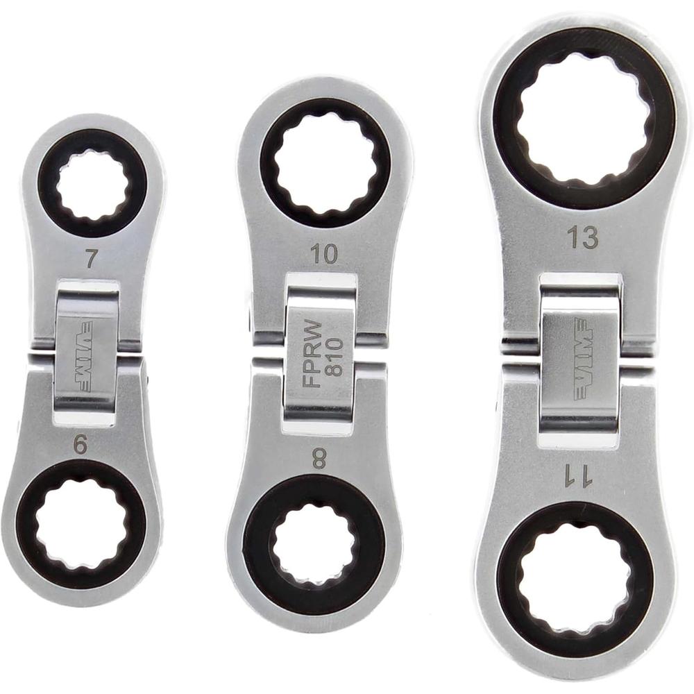 VIM Tools FPRW100 Jeu de 3 clés à cliquet double boîte Nano Flex, 72 dents, 7 x 9 mm, 8 x 10 mm, 11 x 13 mm