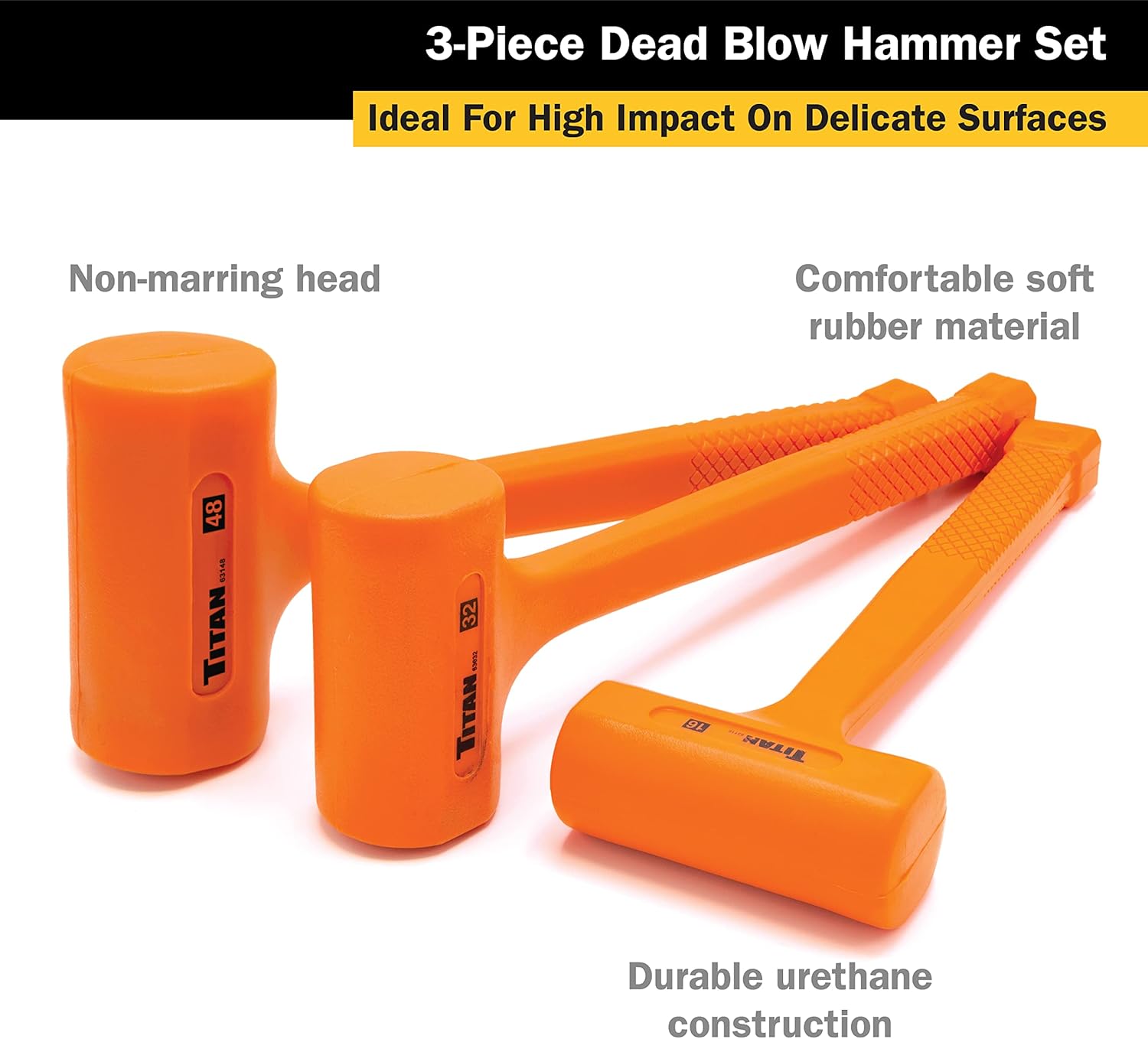 Titan Tools 63143 3-PC DOUBLE-FACED DEAD BLOW HAMMER SET, 16 OZ (1 LB), 32 OZ (2 LB), 48 OZ (3 LB)
