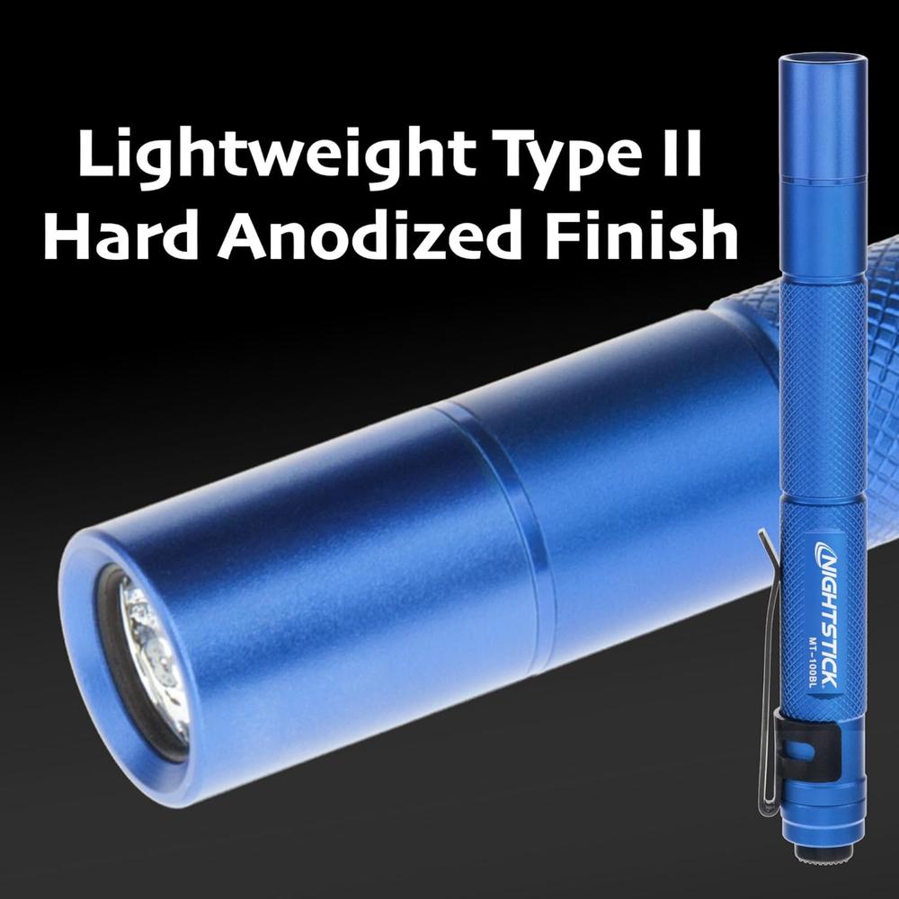 Bayco Nightstick MT-100BL Mini-TAC Metal LED Flashlight - 2 AAA, 5.4 in (137 mm), Blue