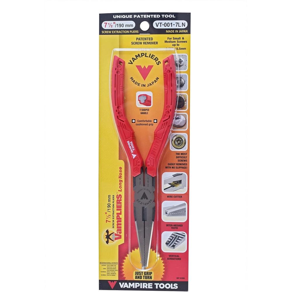 Vampire Tools VT-001-7LN Vampliers Long Nose 7.5" Screw Extraction Pliers