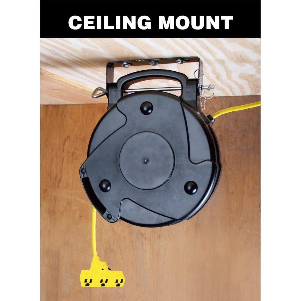 Alert Stamping 8665TFS Heavy Duty 12/3 65 Foot Single Tap Industrial Retractable Extension Cord Reel