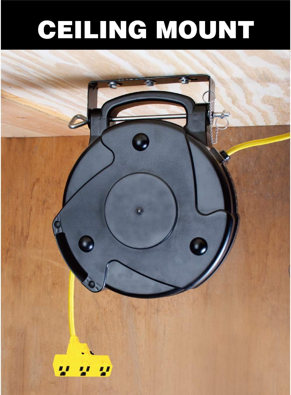 Alert Stamping 8140T-P ProReel 40 ft Retractable Extension Cord Reel ceiling mount installation