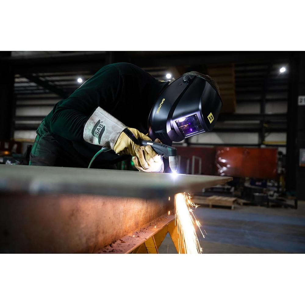 ESAB 700000490 Black Savage A40 Welding Helmet, Din 4, 9-13, 100mm X 50mm Viewing Area, External Grind Mode Button