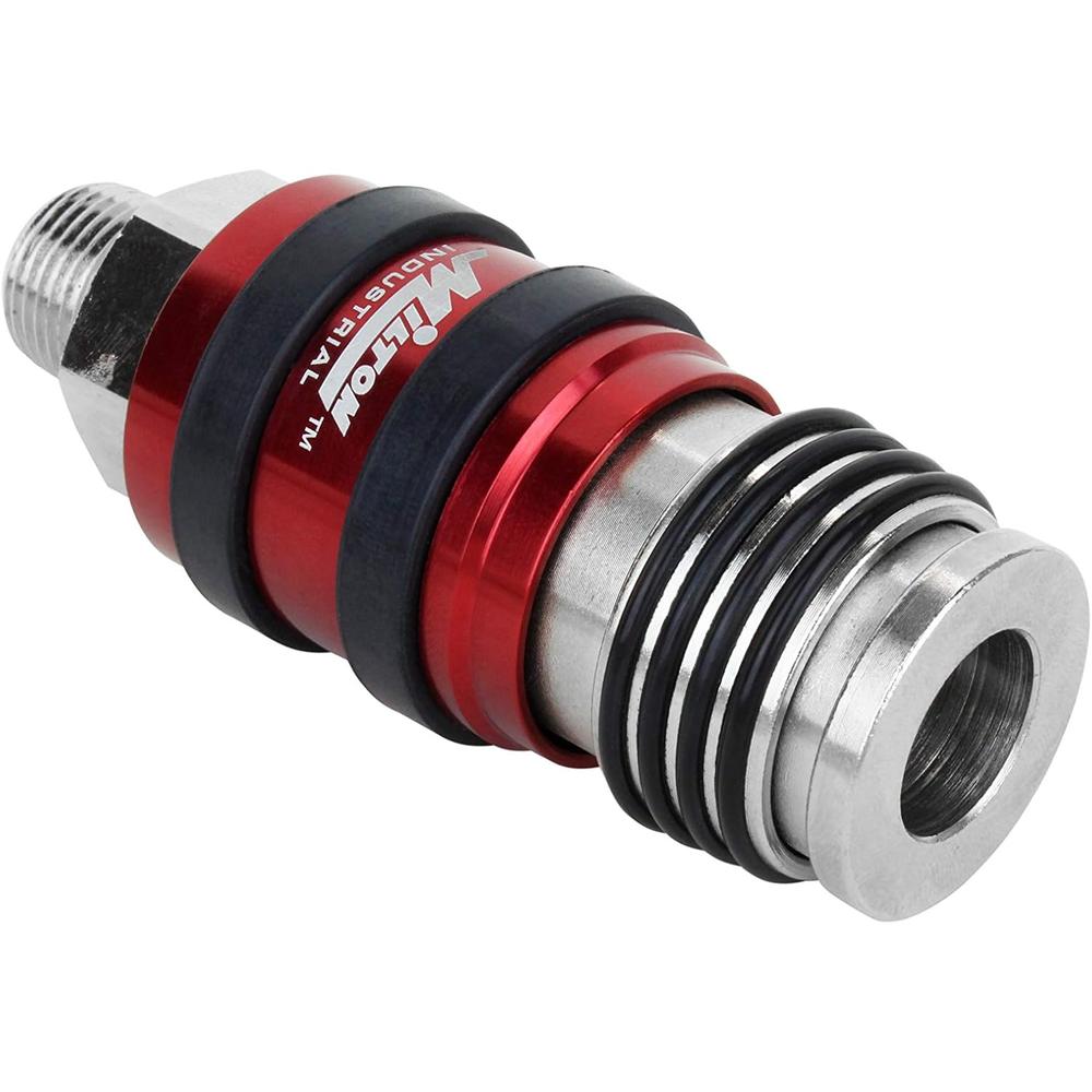 Milton Industries S-1759 Coupleur industriel d'échappement de sécurité universel 2 en un, débit corporel 3/8" NPT x 3/8" (accepte les styles : H, P)