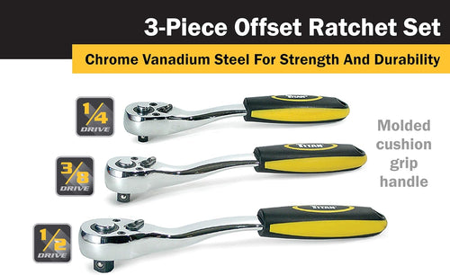 Titan Tools 18025 Jeu de cliquets décalés 3 pièces 72 dents