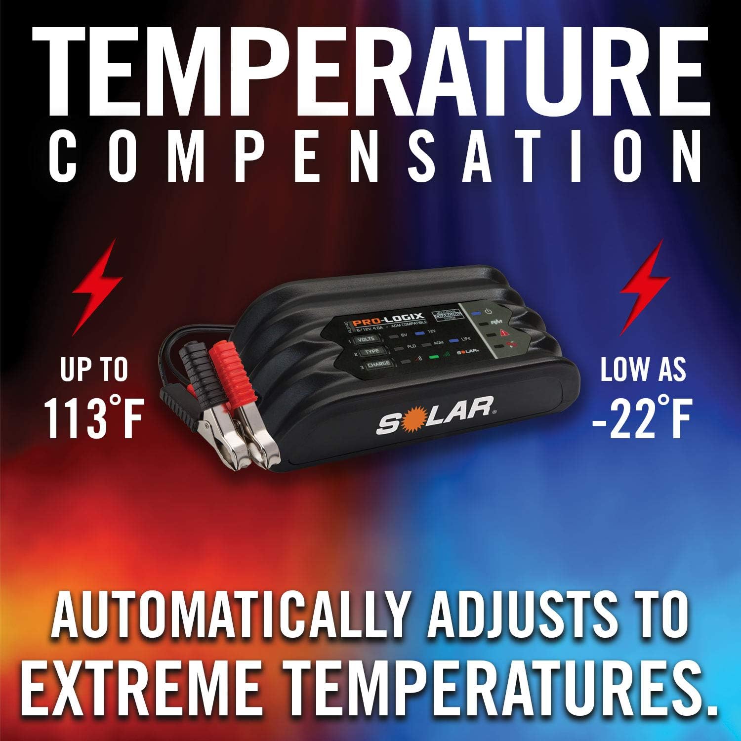 Clore Automotive PL2140 Solar 6/12 Volt 4.0 Amp PRO-LOGIX Battery Maintainer