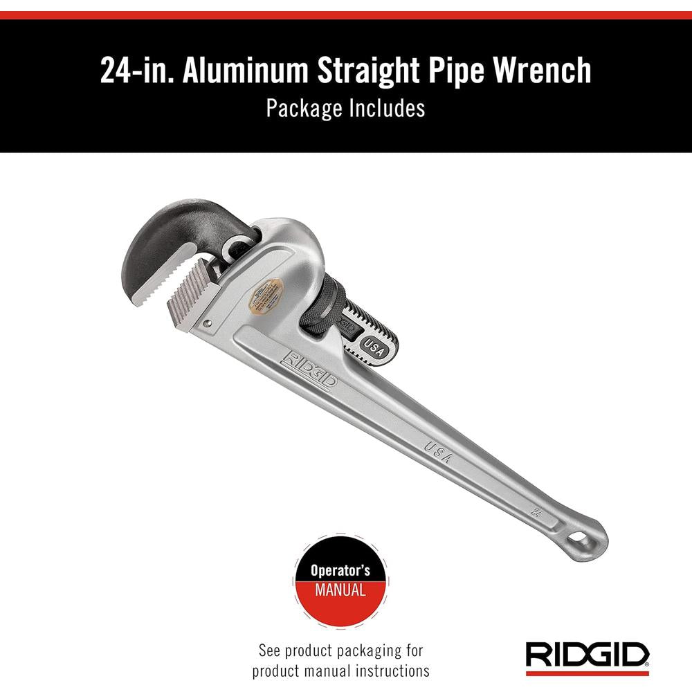 Ridgid 31105 Modèle 824 Clé à tube droite en aluminium, clé de plomberie 24"