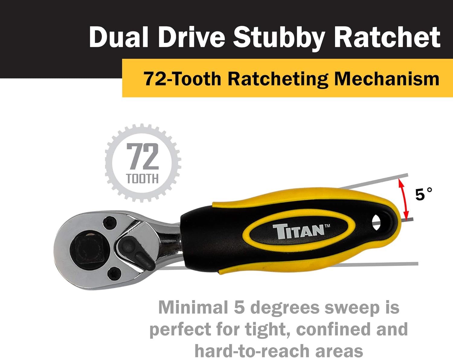 Titan Tools 12051 3/8 In. And 1/2 In. Drive Stubby Ratchet
