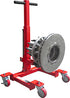 Norco 72045 Disc Brake Hub Removal Installer Handler with four polyurethane caster wheels supporting a heavy disc brake hub assembly