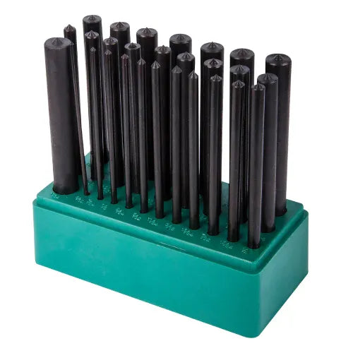 Fowler Precision 72-482-028-0 28-Piece Transfer Punch Set with green index stand, black oxide finish, 3/32" to 1/2" range