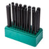 Fowler Precision 72-482-028-0 28-Piece Transfer Punch Set with green index stand, black oxide finish, 3/32" to 1/2" range