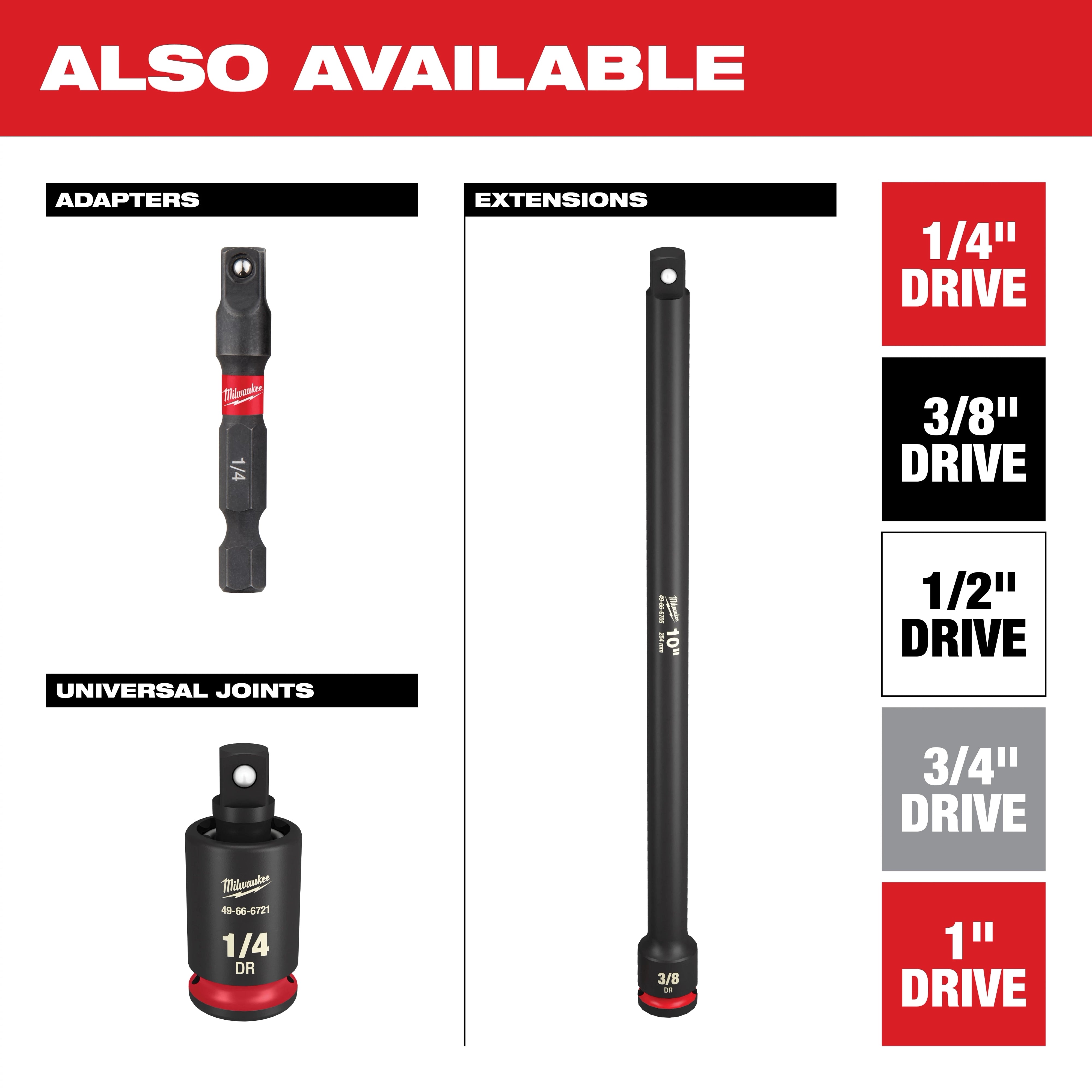 Milwaukee SHOCKWAVE 3/4" to 1" Drive Adapter - Ball Detent and Groove Design