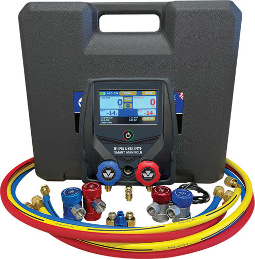 Mastercool 99935 R134A & R1234Yf Smart Manifold Gauge Set with 72" R134A Hoses, R134A Man. Couplers, R134A/R1234Yf Conv. Kit - MPR Tools & Equipment