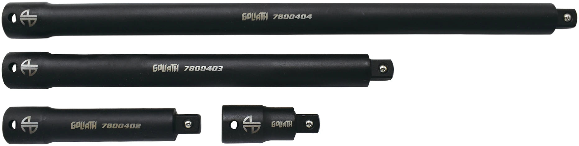 Astro Pneumatic 78004 Goliath Torque-Saver 4pc 1/2 in. Drive Impact Extension Bar Set, all four bars displayed on white background