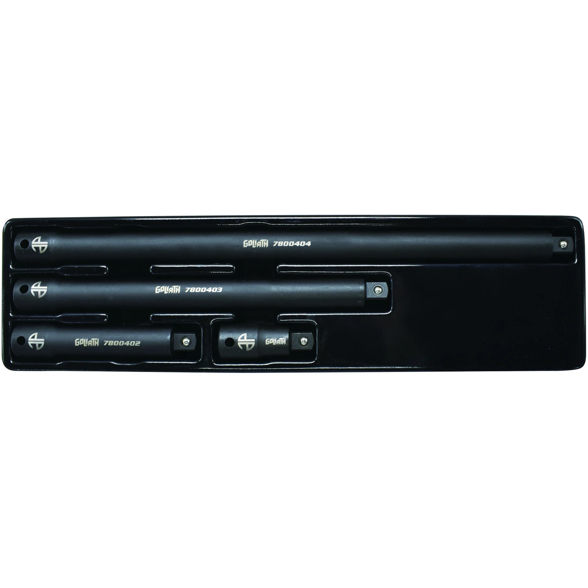 Astro Pneumatic 78004 Goliath Torque-Saver Impact Extension Bar Set - close-up tray view showing all four bars