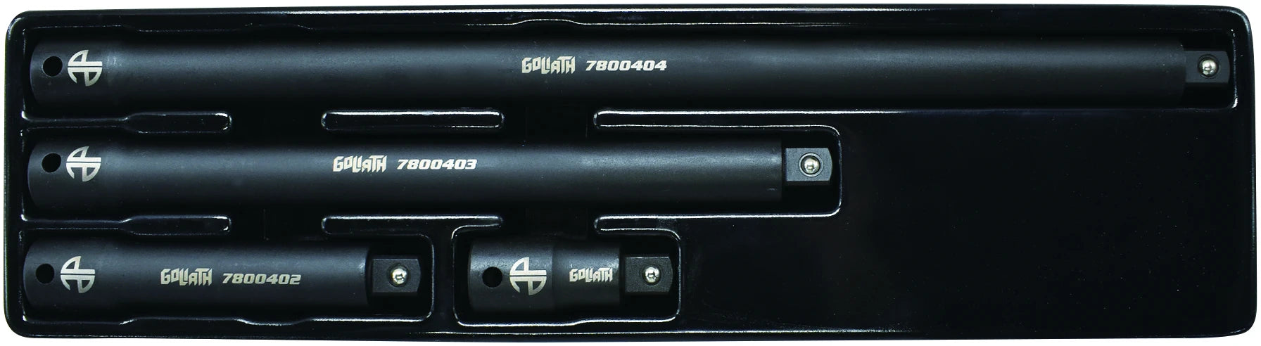 Astro Pneumatic 78004 Goliath Torque-Saver Impact Extension Bar Set stored in black tray