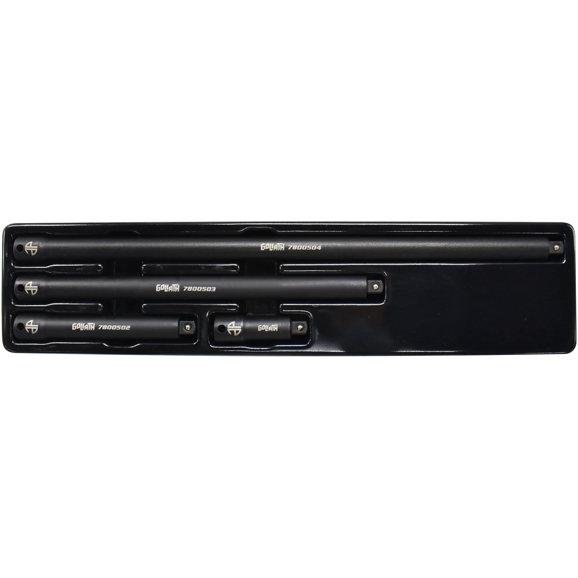 Astro Pneumatic 78005 Goliath Torque-Saver 4-Piece 3/8" Drive Impact Extension Bar Set in storage tray top view