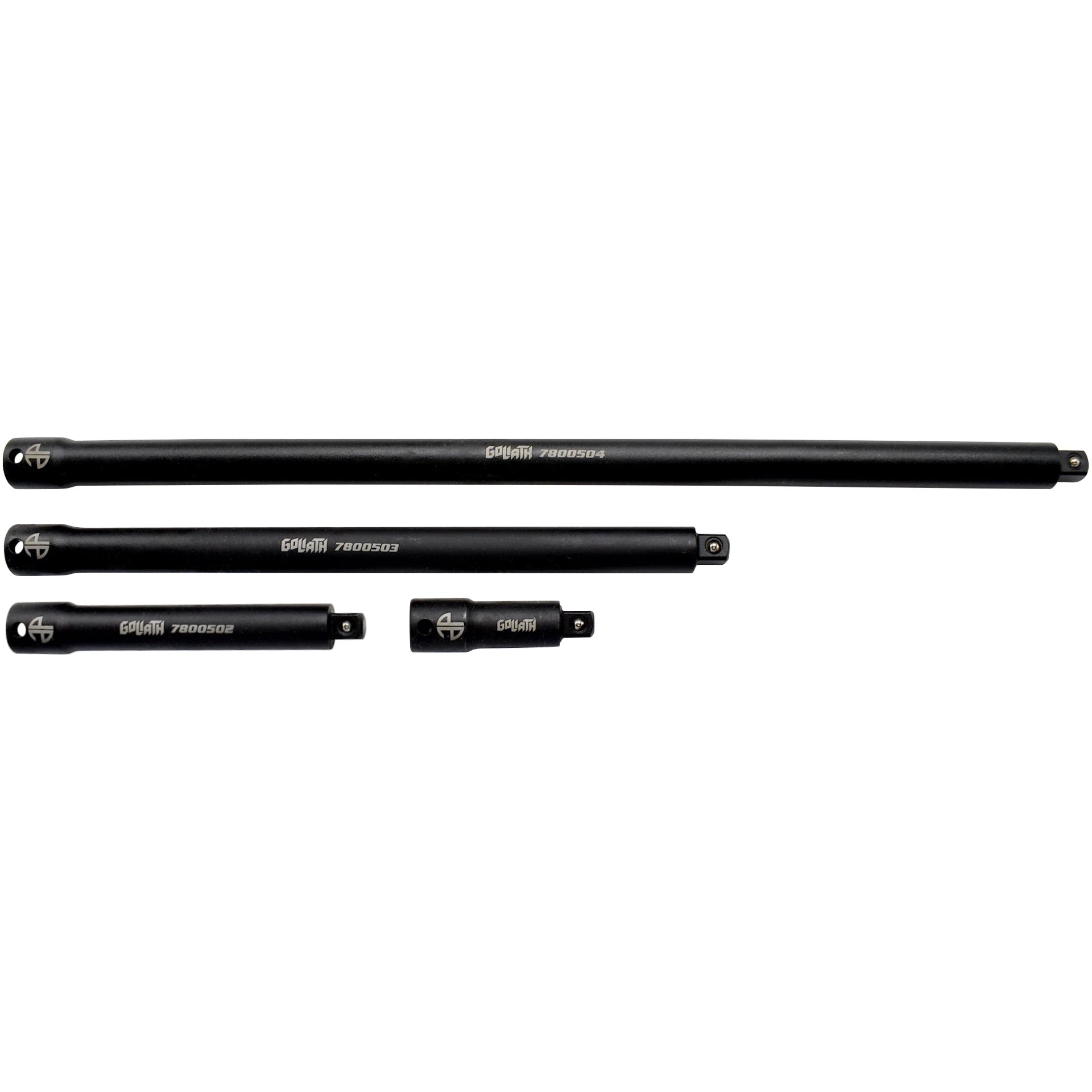 Astro Pneumatic 78005 Goliath Torque-Saver 4-Piece 3/8" Drive Impact Extension Bar Set - loose bars diagonal view