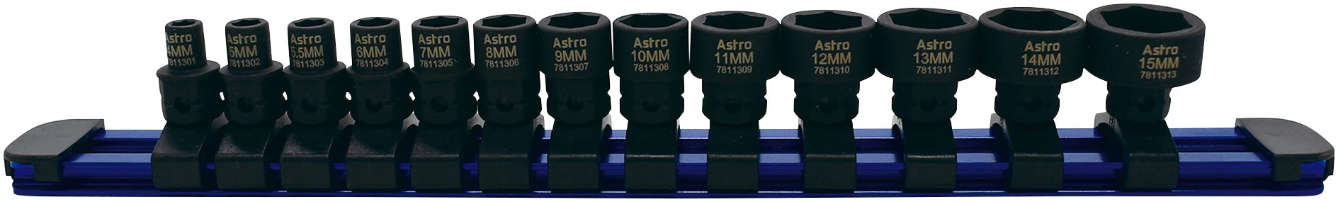 Astro Pneumatic 78113 13pc 1/4 In Drive Nano Impact Sockets, Metric
