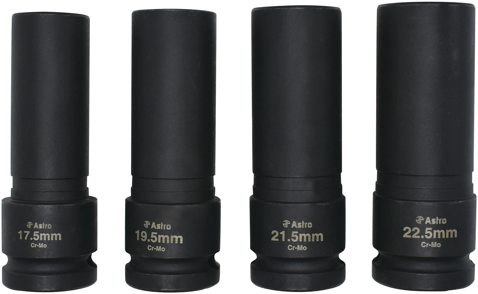 Astro Pneumatique 78204 Jeu de 4 douilles à chocs pour écrous de roue à paroi mince, entraînement 1/2", 17,5 mm, 19,5 mm, 11,5 mm, 22,5 mm