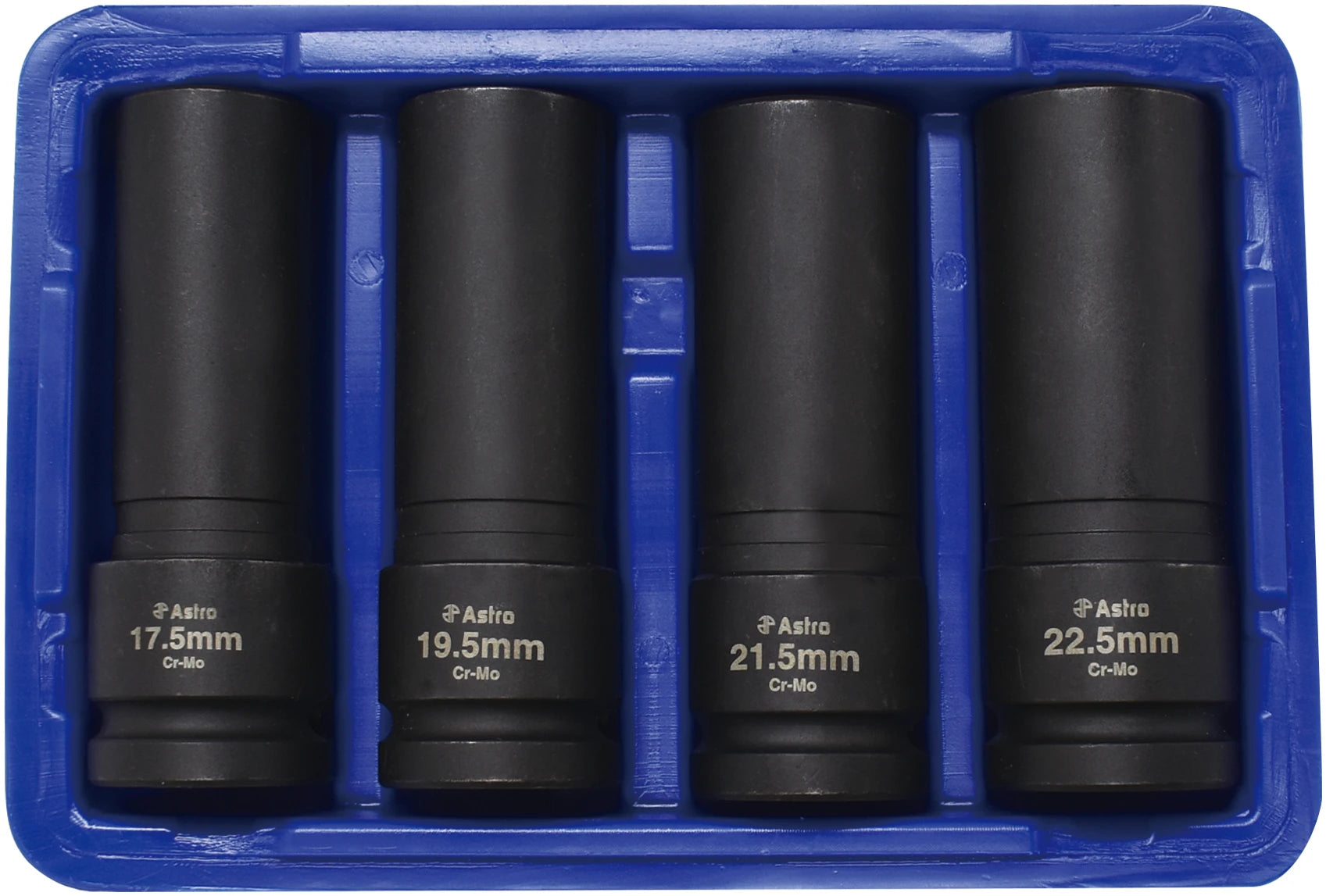 Astro Pneumatique 78204 Jeu de 4 douilles à chocs pour écrous de roue à paroi mince, entraînement 1/2", 17,5 mm, 19,5 mm, 11,5 mm, 22,5 mm