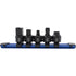 Astro Pneumatic 78305 5pc 3/8" Nano Drive Size Adapter Set on blue storage rail